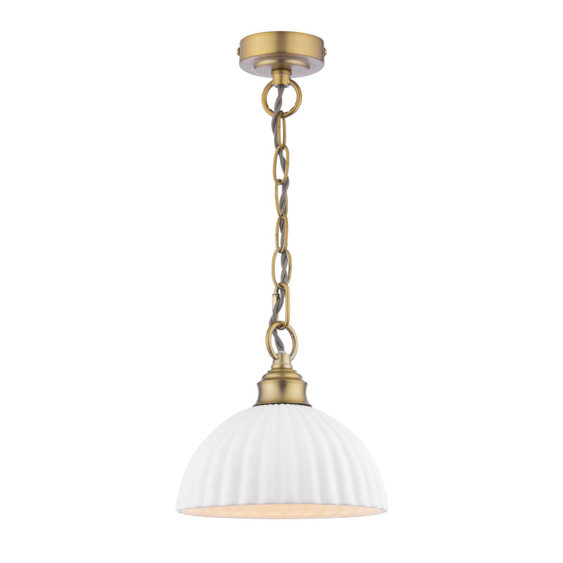 Laura Ashley Durford Small Pendant Matt Antique Brass and White • LA3756590-Q