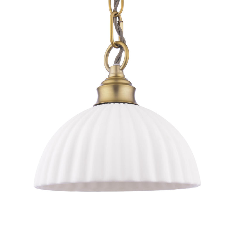 Laura Ashley Durford Small Pendant Matt Antique Brass and White • LA3756590-Q
