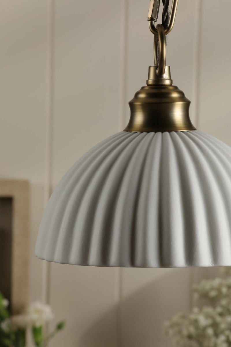 Laura Ashley Durford Small Pendant Matt Antique Brass and White • LA3756590-Q