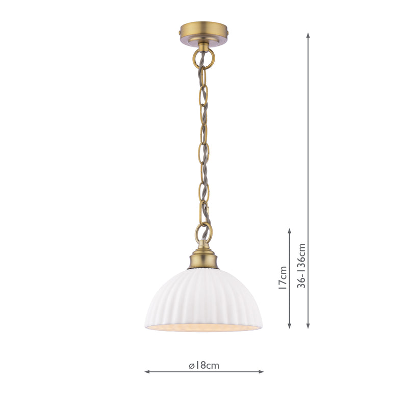 Laura Ashley Durford Small Pendant Matt Antique Brass and White • LA3756590-Q