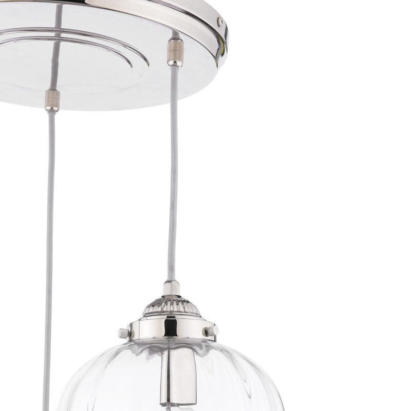 Laura Ashley Whitham 3 Light Cluster Pendant Polished Nickel and Ribbed Glass • LA3756592-Q