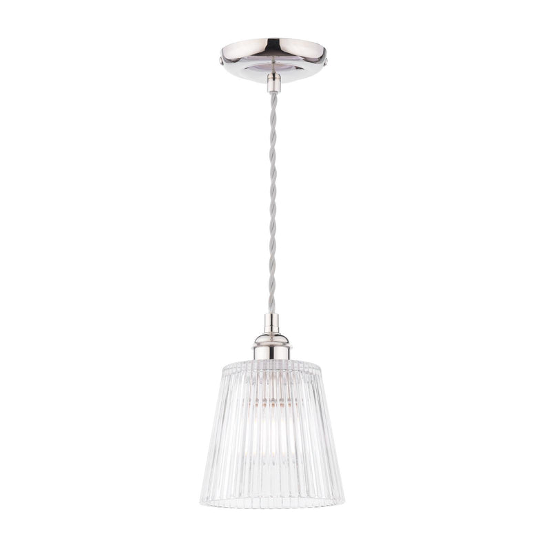 Laura Ashley Callaghan Pendant Polished Nickel and Ribbed Glass • LA3756595-Q