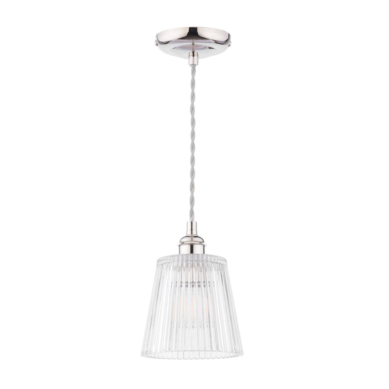 Laura Ashley Callaghan Pendant Polished Nickel and Ribbed Glass • LA3756595-Q