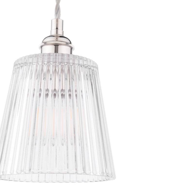 Laura Ashley Callaghan Pendant Polished Nickel and Ribbed Glass • LA3756595-Q