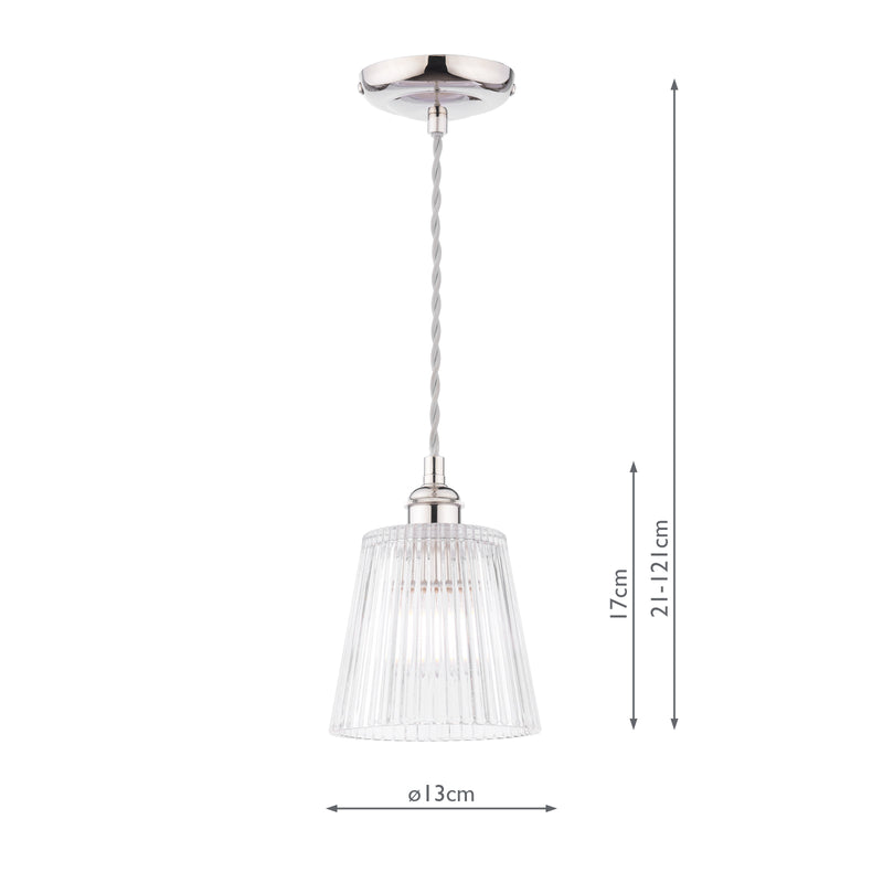 Laura Ashley Callaghan Pendant Polished Nickel and Ribbed Glass • LA3756595-Q
