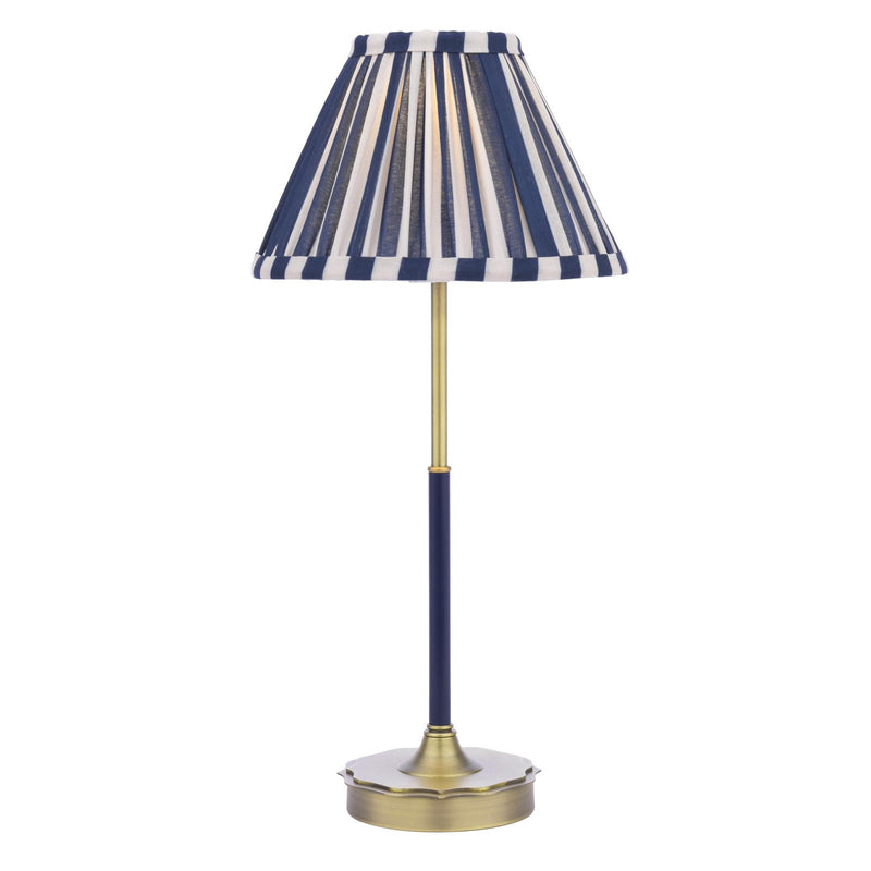 Laura Ashley Denwick Table Lamp Matt Antique Brass and Satin Blue With Shade • LA3756598-Q