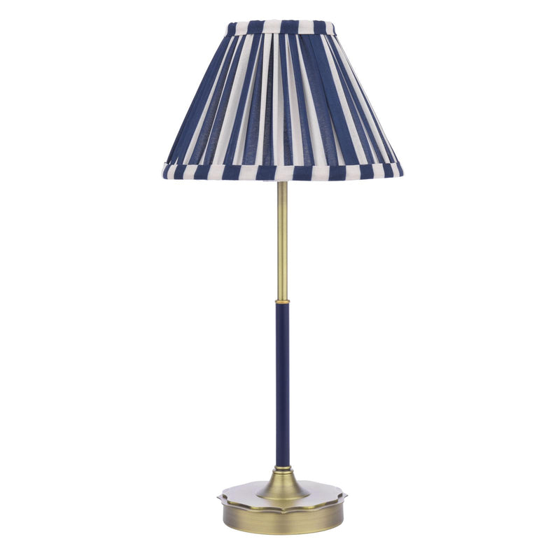 Laura Ashley Denwick Table Lamp Matt Antique Brass and Satin Blue With Shade • LA3756598-Q