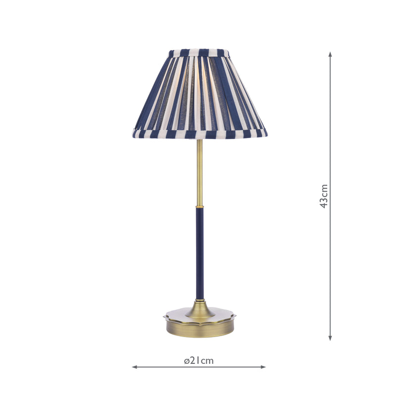 Laura Ashley Denwick Table Lamp Matt Antique Brass and Satin Blue With Shade • LA3756598-Q