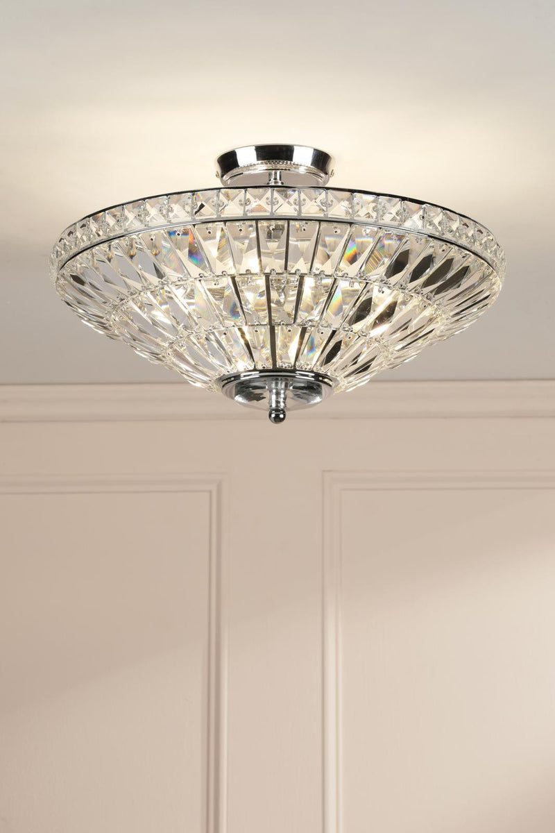 Laura Ashley Vienna 3 Light Semi-Flush Crystal and Polished Chrome • LA3756604-Q