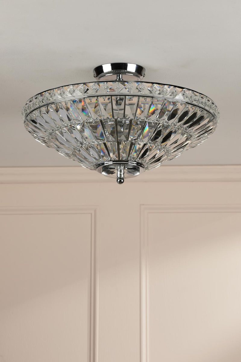 Laura Ashley Vienna 3 Light Semi-Flush Crystal and Polished Chrome • LA3756604-Q