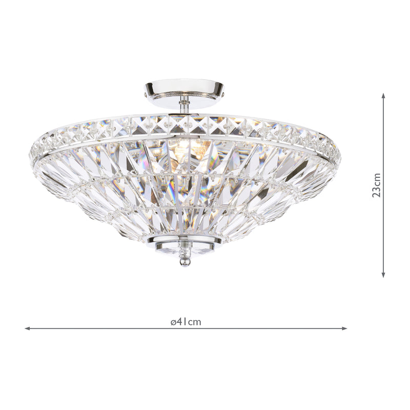 Laura Ashley Vienna 3 Light Semi-Flush Crystal and Polished Chrome • LA3756604-Q