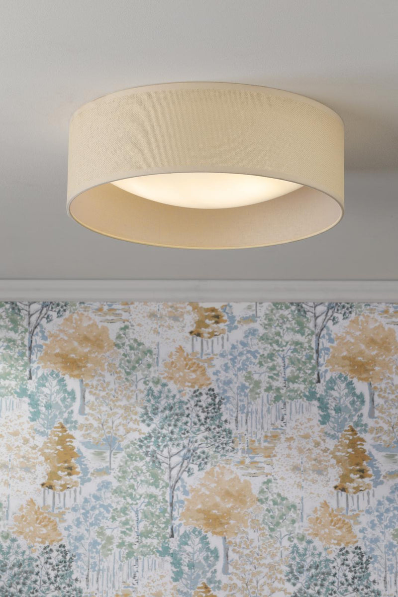 Laura Ashley Buckenham 2 Light Flush Rattan Shade With Diffuser • LA3756607-Q
