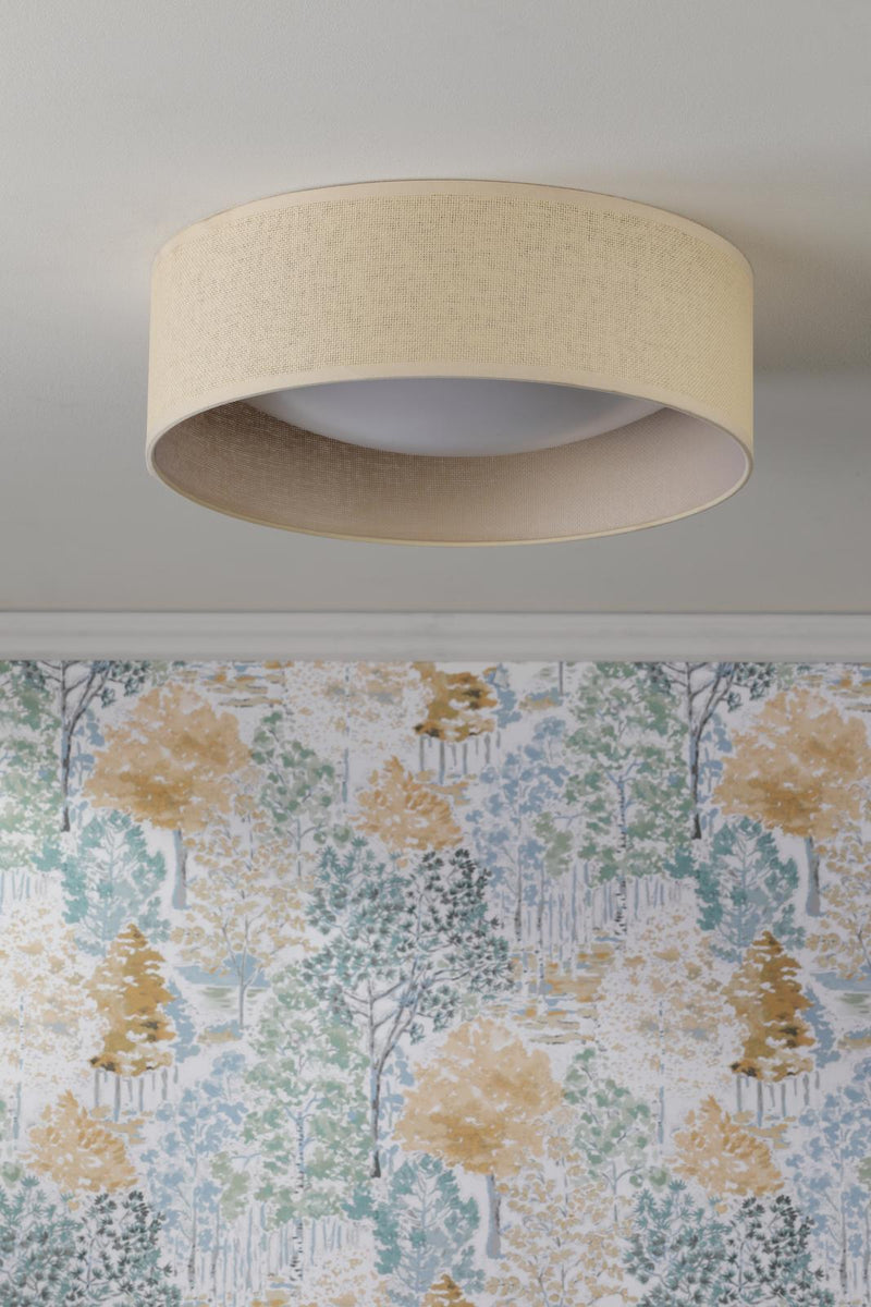 Laura Ashley Buckenham 2 Light Flush Rattan Shade With Diffuser • LA3756607-Q