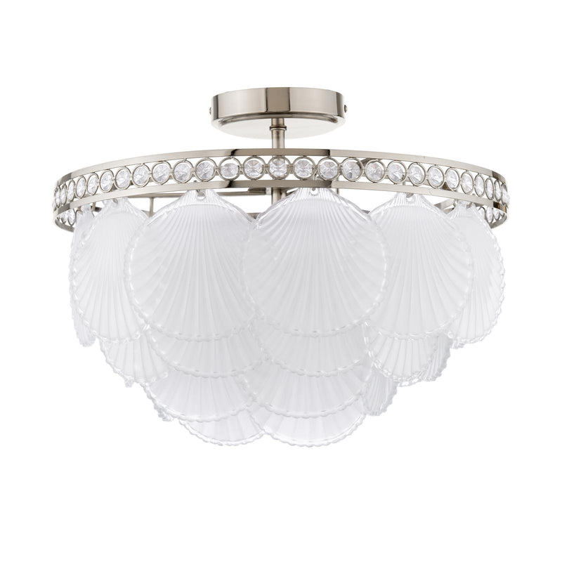 Laura Ashley Caverton 4 Light Semi-Flush Polished Nickel and White Glass • LA3756609-Q