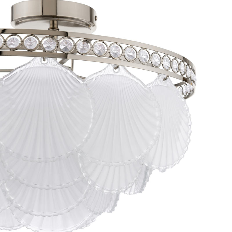 Laura Ashley Caverton 4 Light Semi-Flush Polished Nickel and White Glass • LA3756609-Q