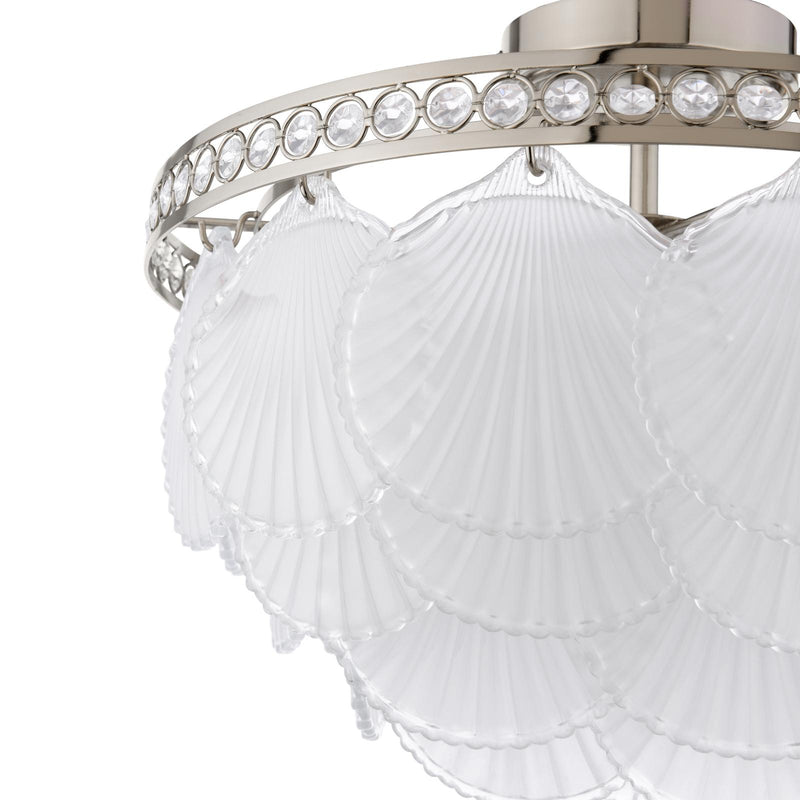 Laura Ashley Caverton 4 Light Semi-Flush Polished Nickel and White Glass • LA3756609-Q