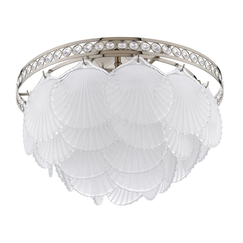Laura Ashley Caverton 4 Light Semi-Flush Polished Nickel and White Glass • LA3756609-Q