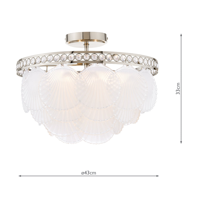 Laura Ashley Caverton 4 Light Semi-Flush Polished Nickel and White Glass • LA3756609-Q