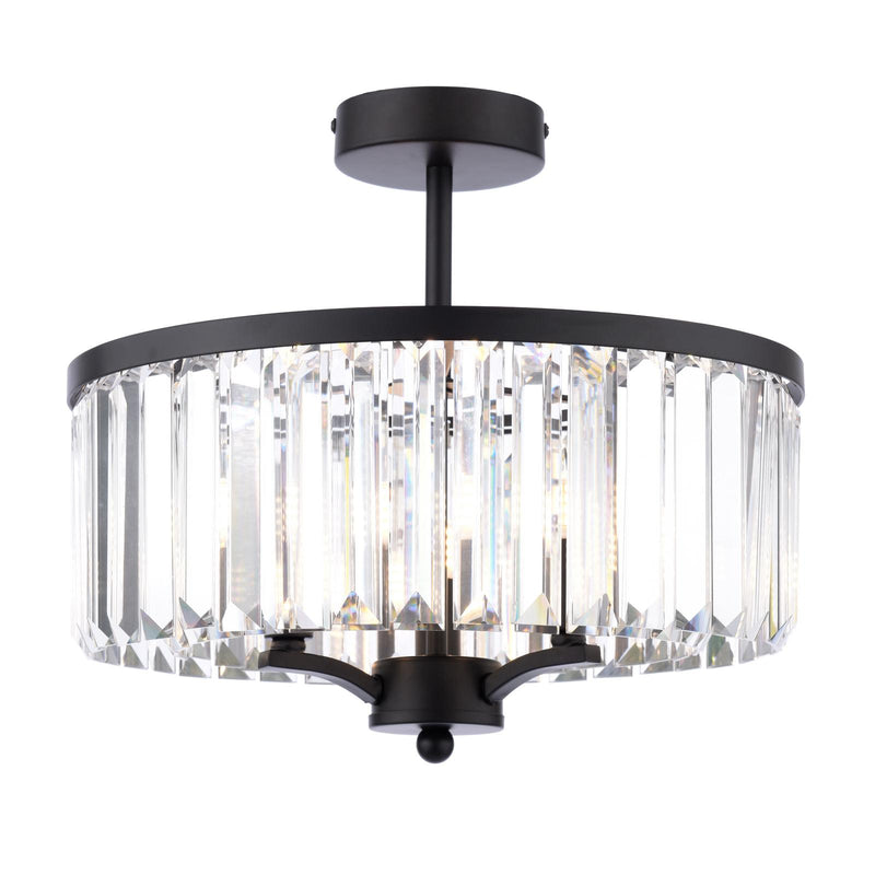 Laura Ashley Elkwood 3 Light Semi-Flush Crystal and Black • LA3756610-Q