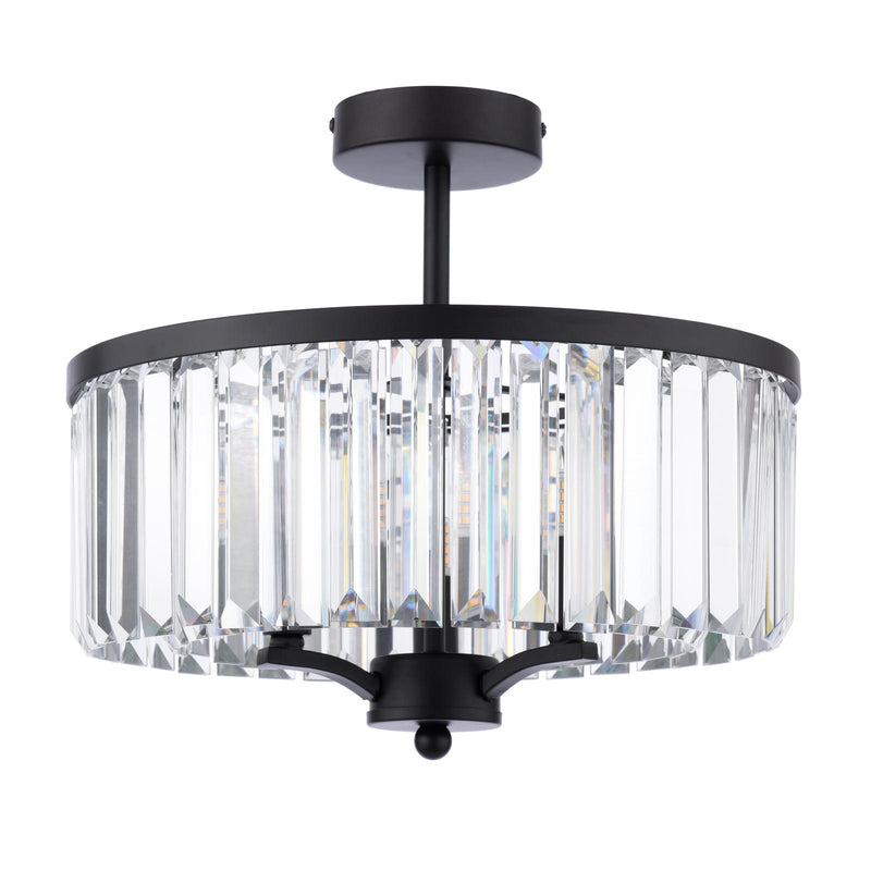Laura Ashley Elkwood 3 Light Semi-Flush Crystal and Black • LA3756610-Q