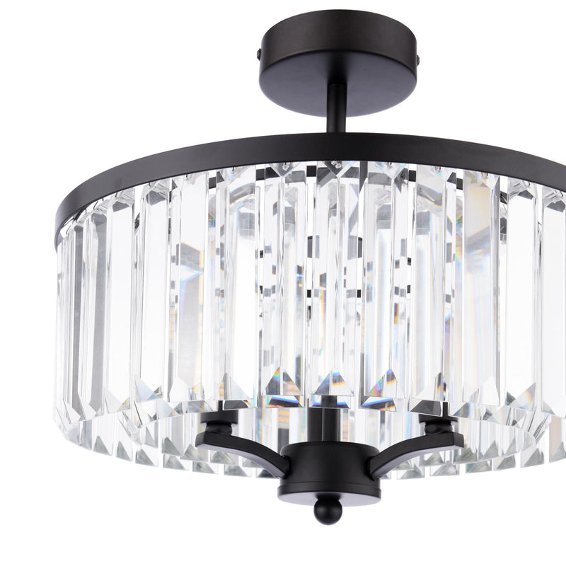 Laura Ashley Elkwood 3 Light Semi-Flush Crystal and Black • LA3756610-Q