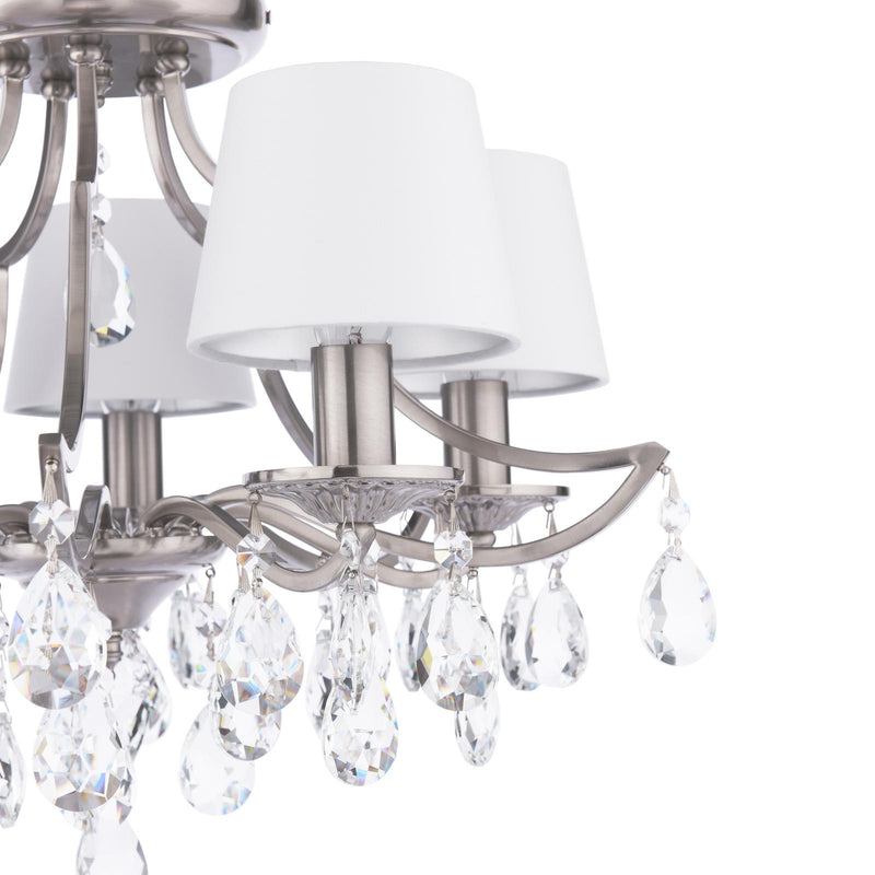 Laura Ashley Enstone 5 Light Semi-Flush Polished Nickel and Crystal With Shade • LA3756611-Q