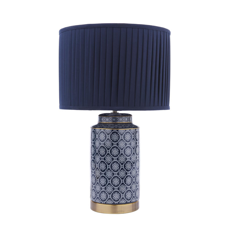 Laura Ashley Knipton Table Lamp Blue Ceramic and Antique Brass With Shade • LA3756612-Q