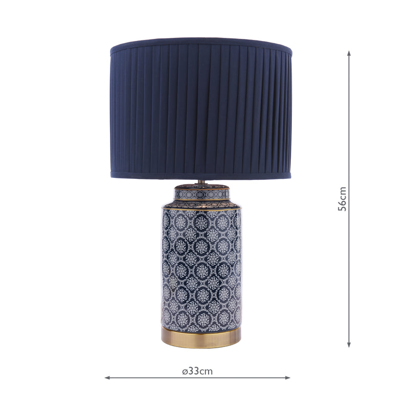 Laura Ashley Knipton Table Lamp Blue Ceramic and Antique Brass With Shade • LA3756612-Q