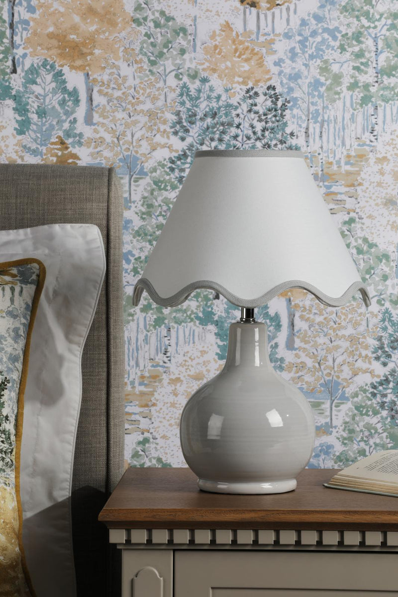 Laura Ashley Bramhope Table Lamp Grey Ceramic With Shade • LA3756614-Q