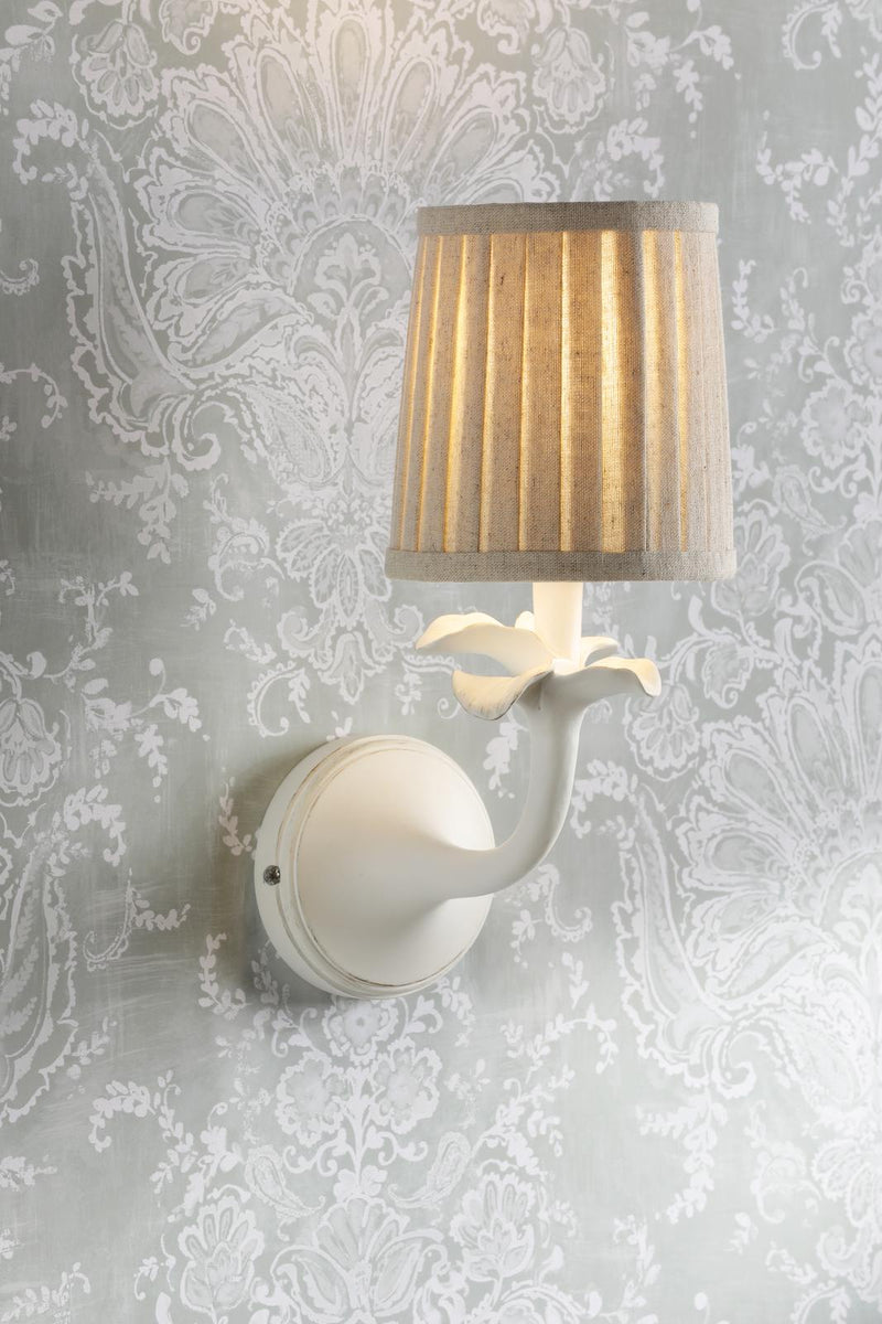 Laura Ashley Eleni Wall Light Matt White With Shade • LA3756616-Q