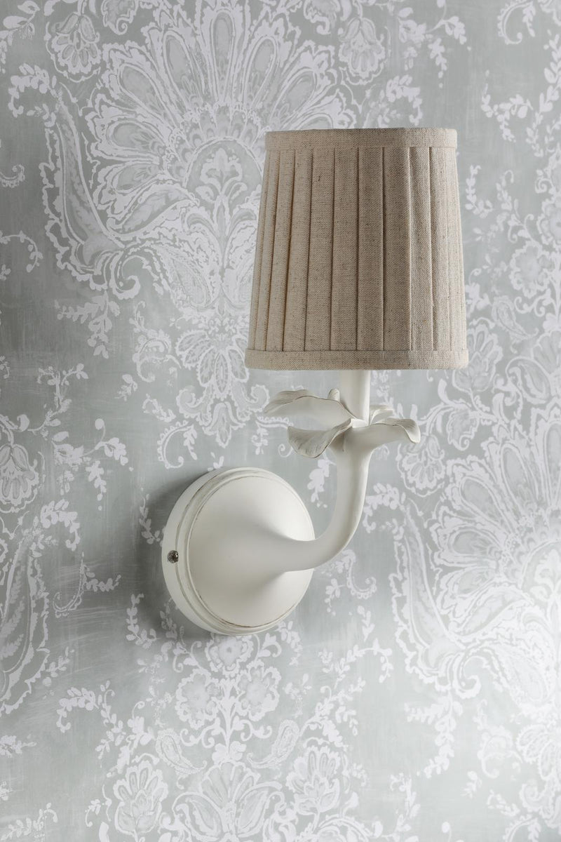 Laura Ashley Eleni Wall Light Matt White With Shade • LA3756616-Q