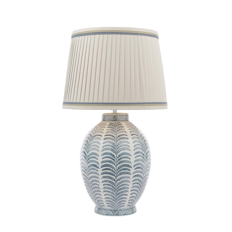 Laura Ashley Stannard Table Lamp Blue Ceramic and Polished Chrome With Shade • LA3756620-Q