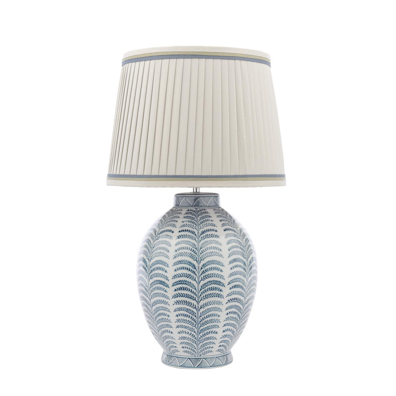 Laura Ashley Stannard Table Lamp Blue Ceramic and Polished Chrome With Shade • LA3756620-Q