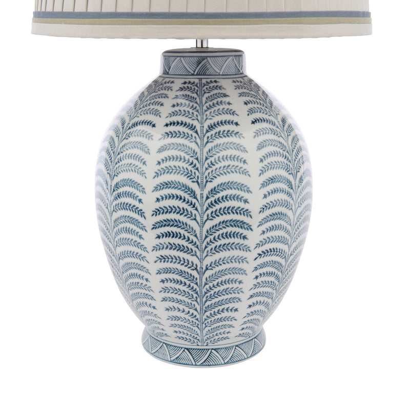 Laura Ashley Stannard Table Lamp Blue Ceramic and Polished Chrome With Shade • LA3756620-Q