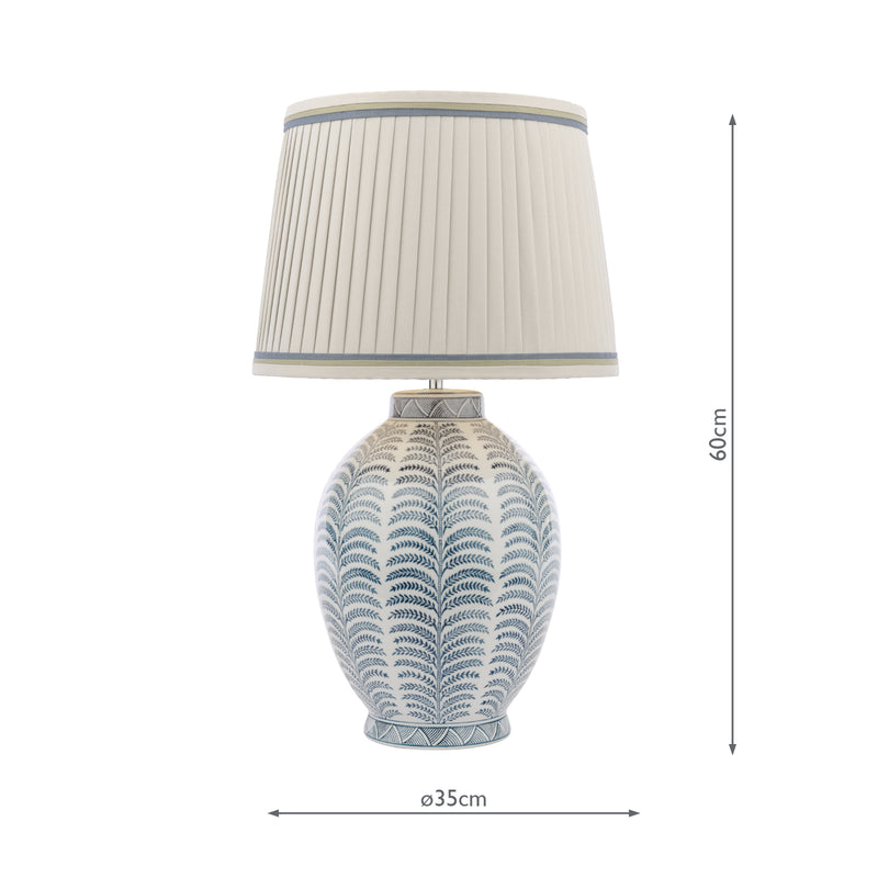 Laura Ashley Stannard Table Lamp Blue Ceramic and Polished Chrome With Shade • LA3756620-Q