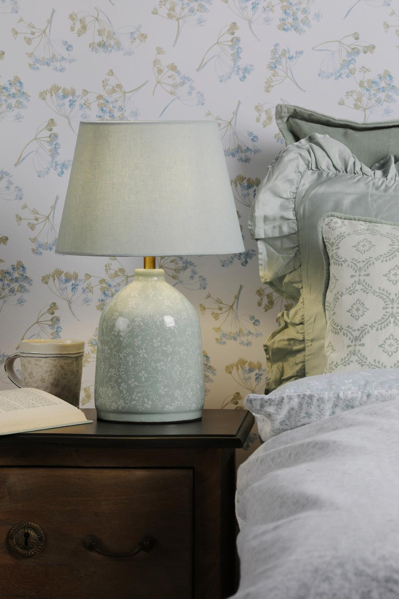 Laura Ashley Campion Table Lamp Blue Ceramic With Shade • LA3756621-Q
