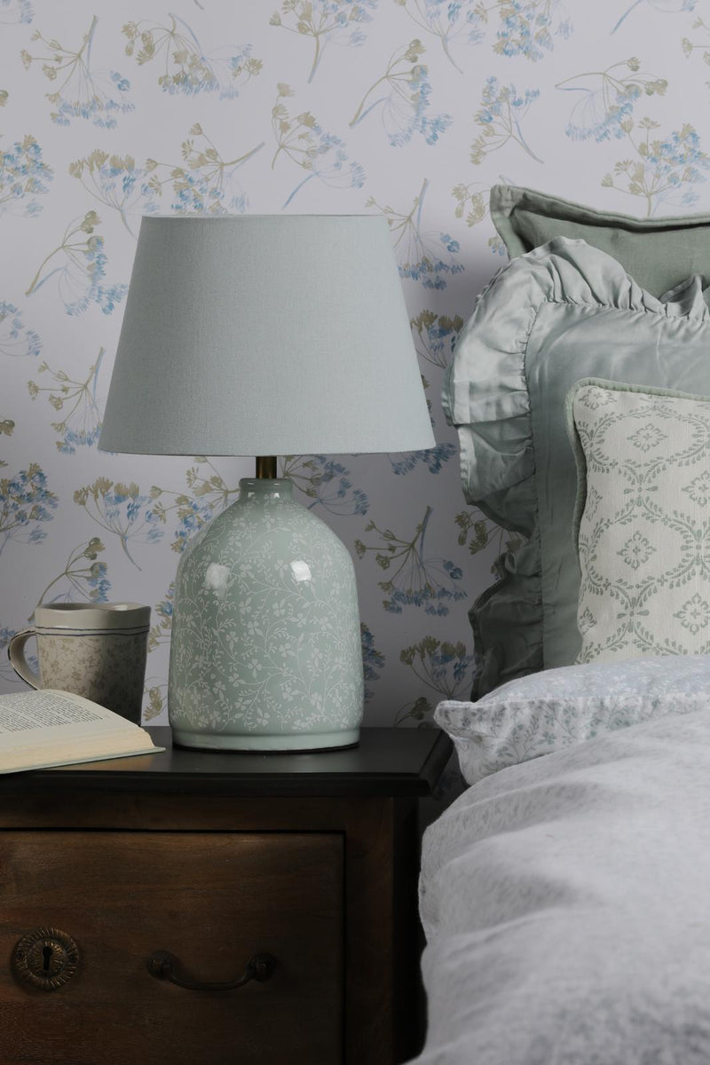 Laura Ashley Campion Table Lamp Blue Ceramic With Shade • LA3756621-Q