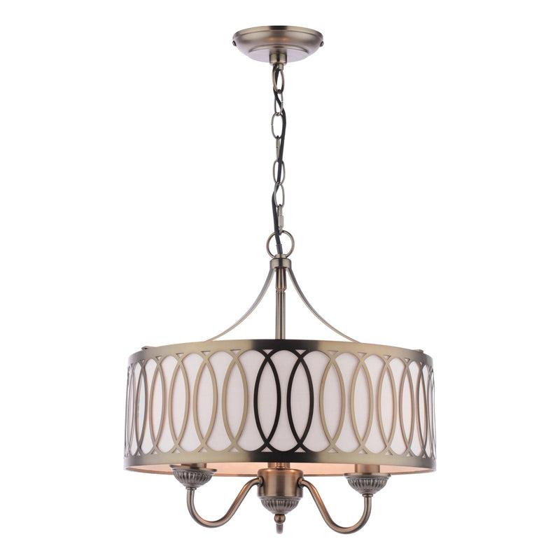 Laura Ashley Allerford 3 Light Pendant Satin Bronze and Taupe • LA3756646-Q