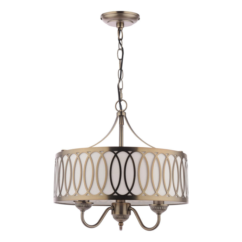 Laura Ashley Allerford 3 Light Pendant Satin Bronze and Taupe • LA3756646-Q