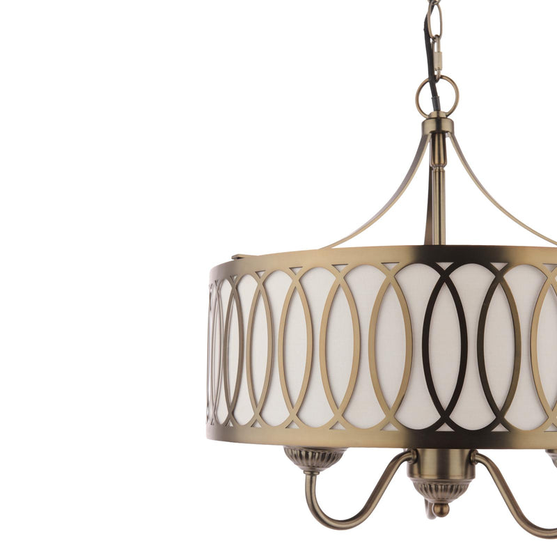 Laura Ashley Allerford 3 Light Pendant Satin Bronze and Taupe • LA3756646-Q