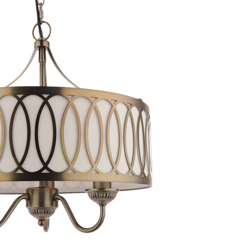 Laura Ashley Allerford 3 Light Pendant Satin Bronze and Taupe • LA3756646-Q