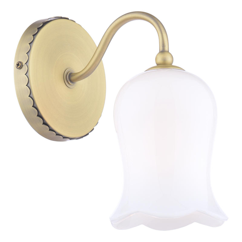 Laura Ashley Lidsell Wall Light Matt Antique Brass and Opal Glass • LA3756647-Q