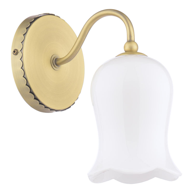 Laura Ashley Lidsell Wall Light Matt Antique Brass and Opal Glass • LA3756647-Q