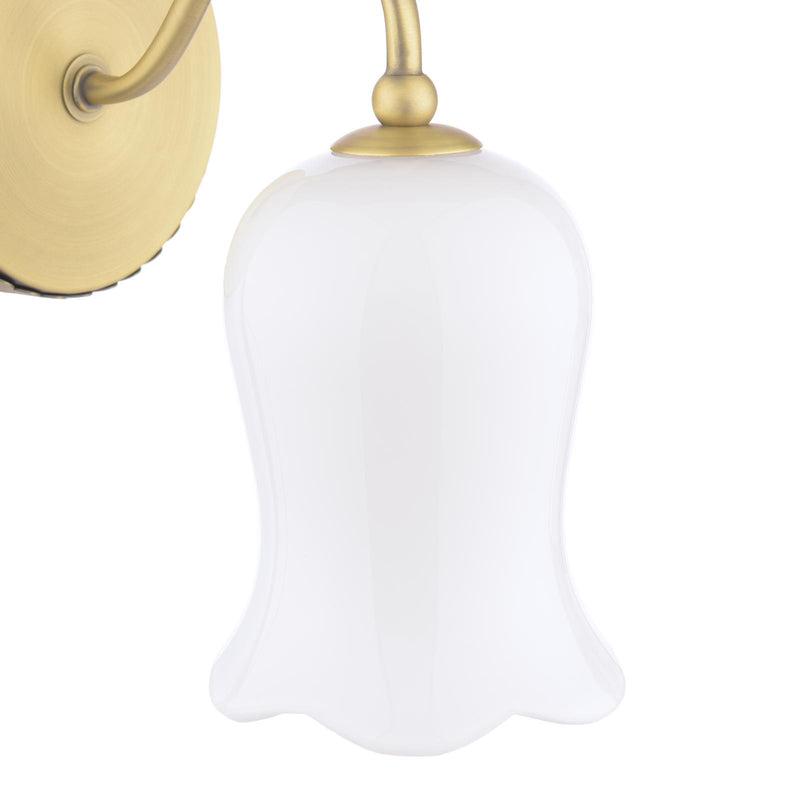 Laura Ashley Lidsell Wall Light Matt Antique Brass and Opal Glass • LA3756647-Q