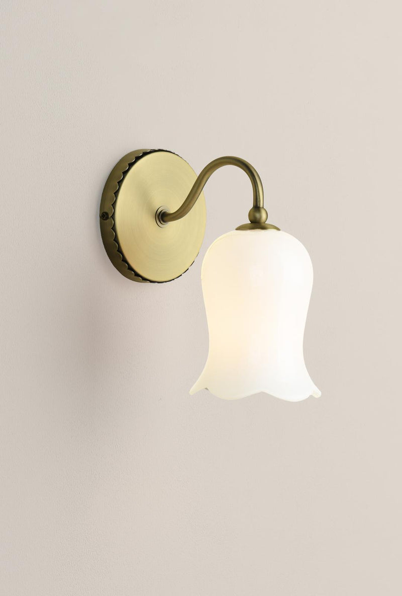 Laura Ashley Lidsell Wall Light Matt Antique Brass and Opal Glass • LA3756647-Q
