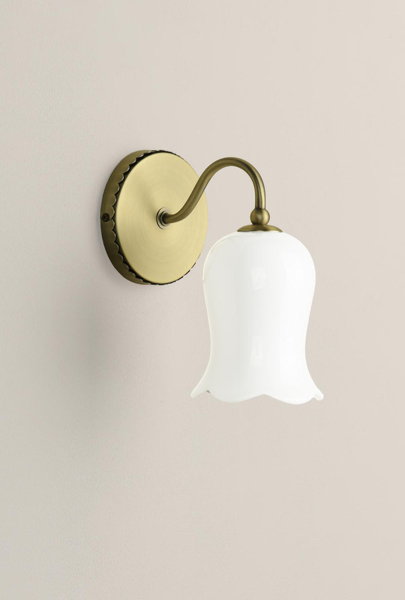 Laura Ashley Lidsell Wall Light Matt Antique Brass and Opal Glass • LA3756647-Q
