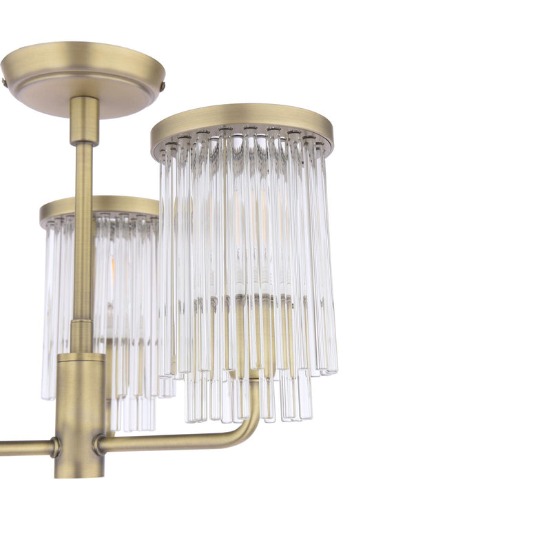 Laura Ashley Hilcote 3 Light Semi-Flush Matt Antique Brass and Glass • LA3756649-Q