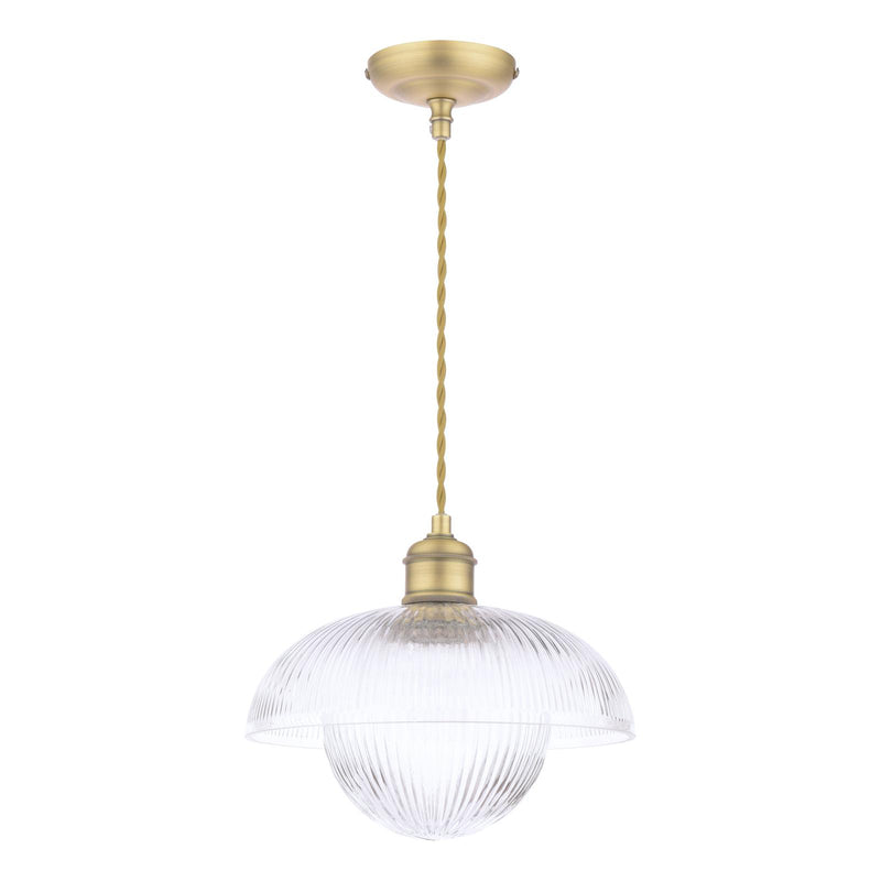 Laura Ashley Billham Pendant Matt Antique Brass and Ribbed Glass • LA3756651-Q