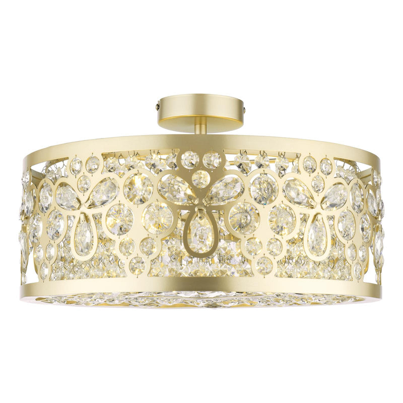 Laura Ashley Tilbrook 4 Light Flush Matt Champagne and Crystal • LA3756653-Q