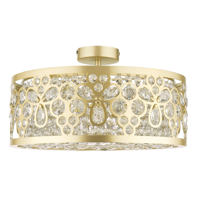 Laura Ashley Tilbrook 4 Light Flush Matt Champagne and Crystal • LA3756653-Q
